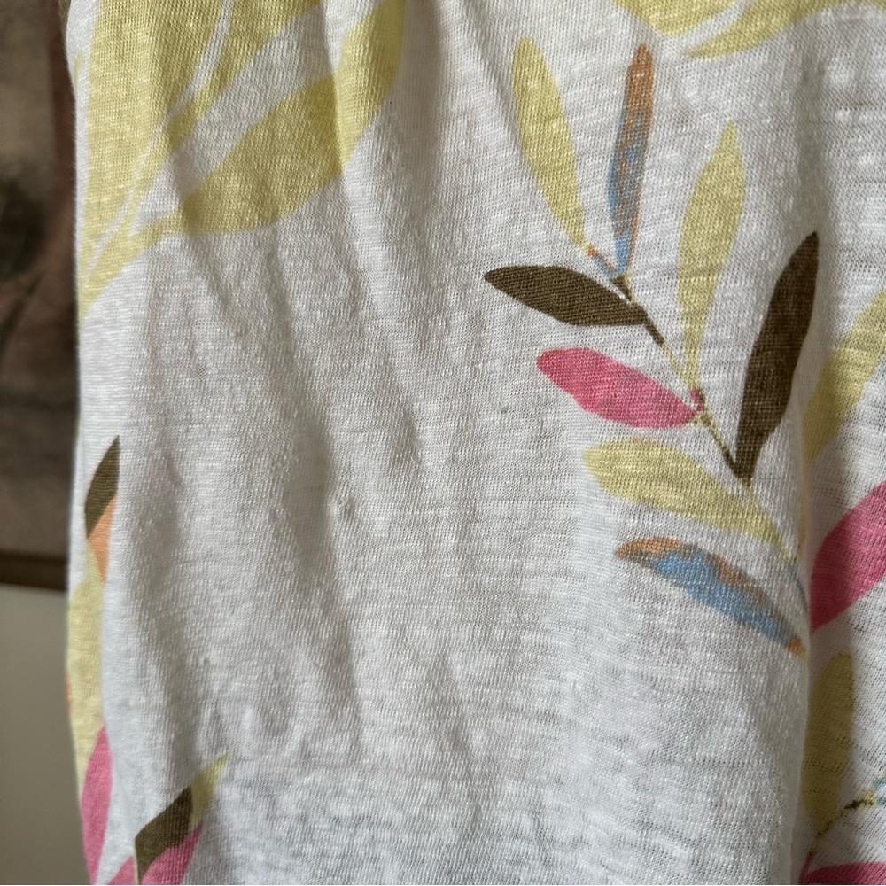 Cynthia Rowley White and Pink Floral Tank Top 100% Linen - Picture 2 of 5